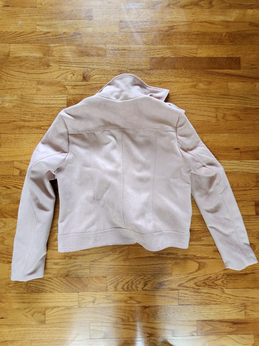 NWOT Philosophy Soft Blush Pink Faux Suede Moto Jacket - Picture 6 of 7
